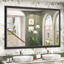 SMIROR Matte Black Bathroom Mirror for Over Sink 60x 40 inch, Metal Thick Frame Rectangle Vanity Mirror for Wall, Anti-Rust, Horizontally or Vertically Mounted