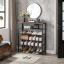 VASAGLE 6-Tier Shoe Rack, Shoe Organizer for Closet, Entryway, 24-30 Pairs of Shoes, Large Shoe Rack Organizer with 5 Metal Mesh Shelves, 11.8 x 39.4 x 43.3 Inches, Rustic Brown and Black ULBS016B01