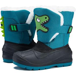 MORENDL Kids' Snow Boots Insulated Waterproof Fur Lined Warm Anti-Slip Winter Shoes for Boys and Girls Outdoor Walking(Toddler/Little Kid), Dinosaur