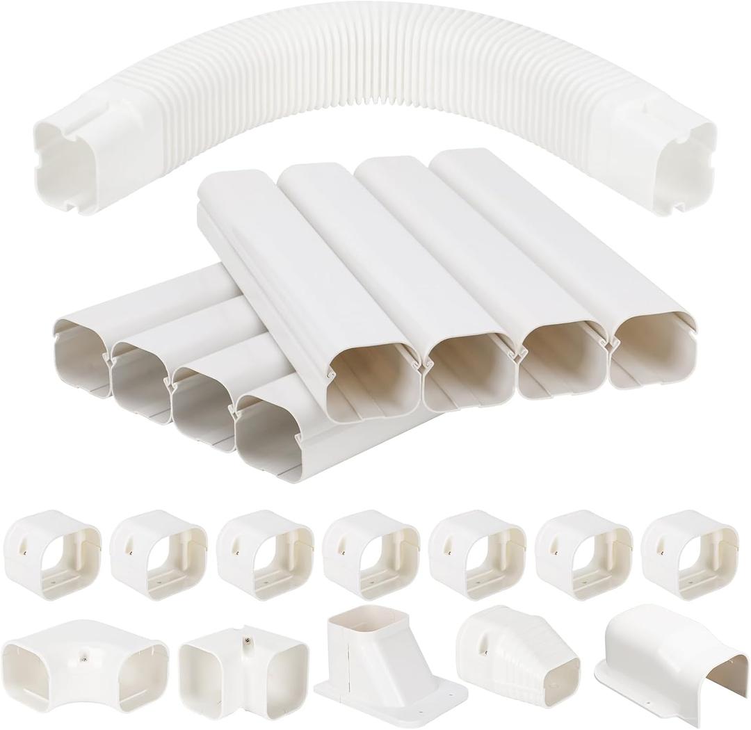 Mini Split Line Set Cover, 3 13.5 Ft Decorative PVC Line Set Cover Kits for Ductless Mini Air Conditioners and Heat Pumps with Flexible Duct