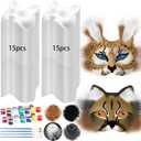 JellyArch 36 Pcs Therian Mask Kit Bulk Therian Gear Cat Mask with Fur Cat Mask for DIY Animal Mask Blank Mask for Halloween(Cat, Fox)