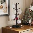 Coffee Mug Holder Tree, Upgraded 360 Rotated Coffee Cup Holder for Counter, Wood Coffee Mug Tree, Coffee Mug Rack with 8 Hooks, Coffee Mug Organizer Station, Mug Stand Coffee Bar Accessories, Black