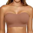 LetsJoli Push Up Strapless Bras for Women Supportive Bandeau Bra Non Slip Wireless No Underwire Padded Tube Bra (Beige, M)