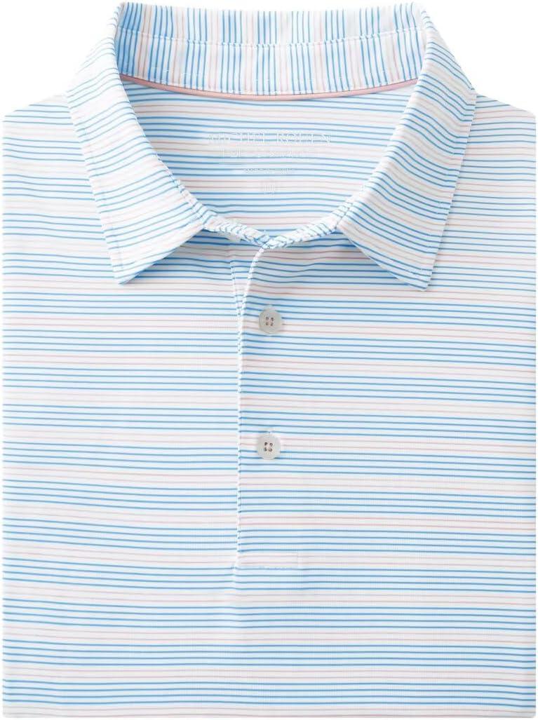 Rouen Men's Polo Shirts Short Sleeve Dry Fit Performance Wicking Moisture Causal Striped Collared Golf Shirts for Men (XXL)