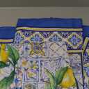 Blue Outdoor Tablecloth with Umbrella Hole for Rectangle Table, Waterproof Lemon Patio Table Cloth with Zipper - 60 x 84 inches (60"x84"-Rectangle Zipper, Blue-lemon)