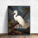 2 x Egret Bird Vintage Poster Art Print Retro Wall Art Poster Decor Nature, Avian Painting Artwork for Bedroom Living room Decor 41 (Egret, 8 x 10 inches, Unframed)