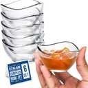 Volarium Mini Glass Prep Bowls Set of 6, 2 1/4 oz LEAD & CADMIUM FREE, Small Glass Spice Bowls for Cooking, Mise en Place, Finger Sauces, Tiny Ingredient, Transparent, Dishwasher & Microwave Safe