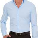 Nautica Slim Fit Mens Dress Shirts Long Sleeve Performance Polyester Fabric Wrinkle Free 4-Way Stretch (Blue, M)