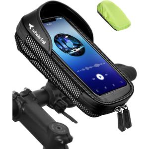 whale fall Bike Phone Mount Bag Waterproof, 360 Rotatable Handlebar Phone Holder with Quick Release, Touchscreen Storage Bag for Bicycle, E-Bike, Scooter, Fits Phones up to 7" (Black)