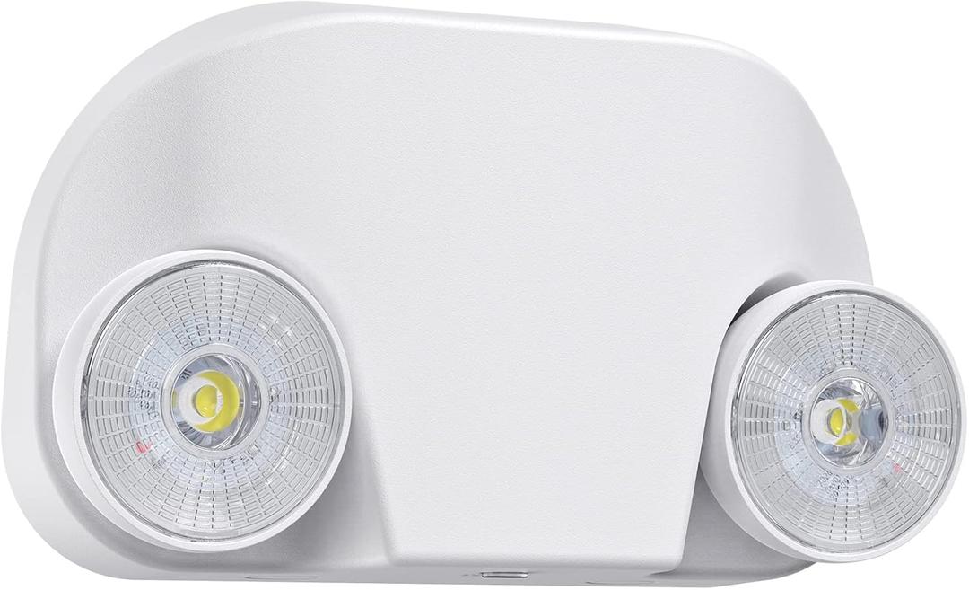 Led Emergency Light with Remote Capable, Adjustable LED Lamp Heads Exit Lighting, Backup Battery White Emergency Lights, 120V-277V Dual Voltage, UL Certified (1 Pack)