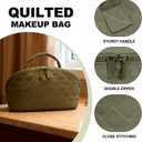 Makeup Bag,Quilted Puffer Cosmetic Bag for Women, 180 Lay-Flat Travel Make up Bag, Waterproof Large Capacity Toiletry Bag with Sturdy Zippers, Portable Makeup Organizer for Travel & Daily Use (Medium, White)