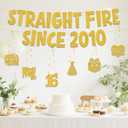 Happy 16th Birthday Decorations for Boys - Funny Straight Fire Since 2010 Banner With Hanging Swirls, Gold Glitter Cheers to 16 Years Birthday Party Supplies for Boy and Girl