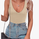 SAUNGKUAI Women’s Bodysuit Sexy Plunge Deep V Neck Backless Sleeveless Tank Thong Body Suits Outfits for Going Out XL