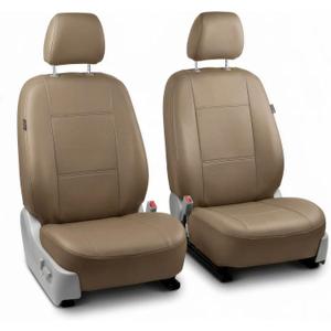 FH Group Car Seat Covers PU Leather Automotive Seat Covers Front Set, Tan Seat Covers Pair Set with Gift Universal Fit Interior Accessories for Cars Trucks and SUVs
