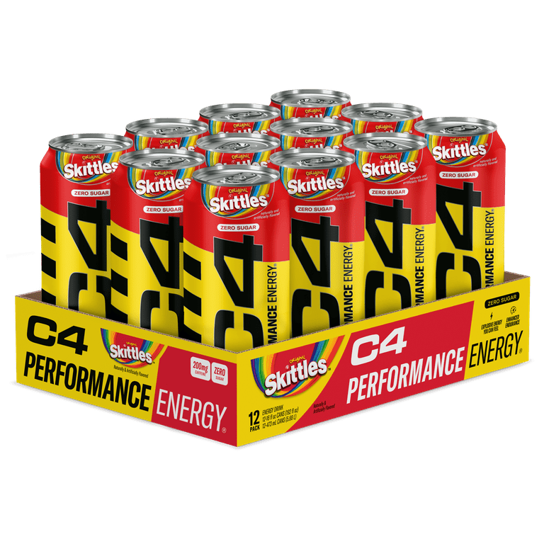 C4 16 fl oz Drink Energy Skittles, Pack of 8 Cans