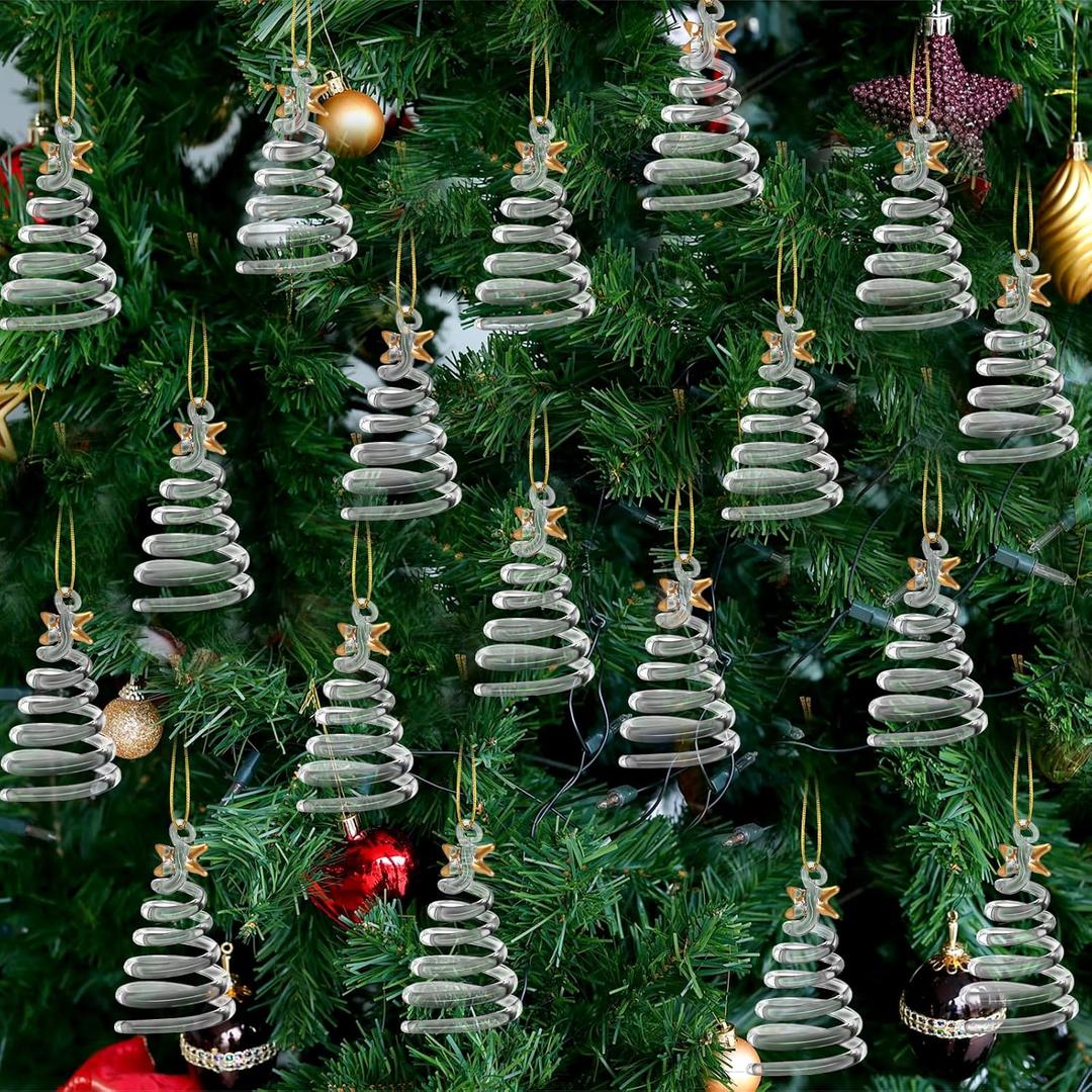 12 Pcs Clear Glass Christmas Tree Ornaments Crystal Mini Spun Glass Blown Hanging Decorative for Christmas Tree House Party Holiday Decorations