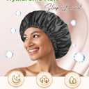10 x BONNET QUEEN Silk Bonnet for Sleeping Hyaluronic Acid Satin Bonnet, Double Layer Hair Wrap for Curly Hair Women Sleep Cap (Black & Rosegold)