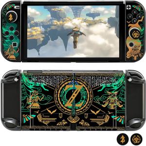 Tscope Protective Case for Nintendo Switch OLED, for Tears of The Kingdom Hard Shell Dockable Anti-Scratch Shockproof Slim Cover for OLED Consolo Joy-Cons (OLED Black)