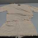 PRETTYGARDEN Women's Summer 2 Piece Cover-up Knit Swimsuit Short Sleeve Tops Shorts Sets Bathing Suit Beach Outfits Size M Color Beige