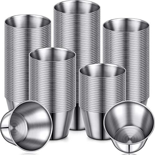 54 Pcs Metal Sauce Cups Individual Salsa Metal Ramekins 2.5 oz Dipping Stainless Steel Sauce Cups Bulk Salsa Bowl Round Condiment Ramekins