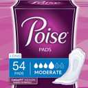 Poise Incontinence Pads, Moderate Absorbency, Long, 54 Count (Pack of 4)
