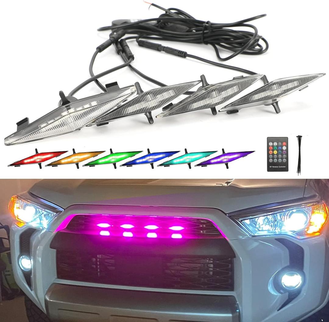 ROCCS RGB Raptor Lights fit for 2014-2019 Toyota 4Runner TRD Pro,SR5,TRD Off-Road,Limited LED Grill Lights 2020-2024 TRD Pro Front Grille ONLY
