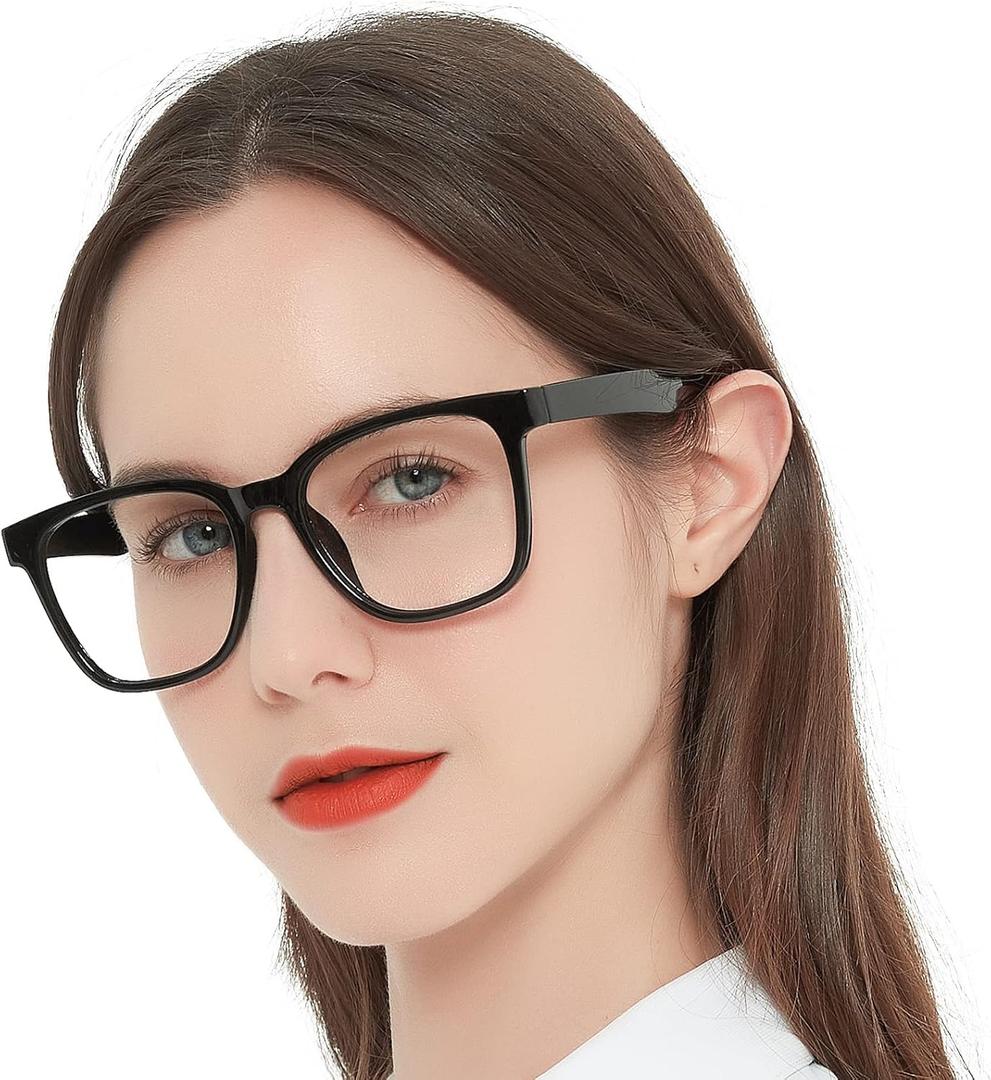 AEZUNI Oversize Square Reading Glasses for Women Oversized Trendy Large Readers 1.0 1.5 2.0 2.5 3.0 3.5 (Black,1.00)