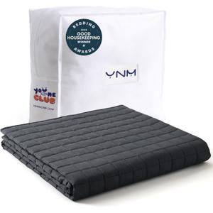 YnM Exclusive Weighted Blanket, Soothing Cotton, Smallest Compartments with Glass Beads, Bed Blanket for One Person of 190lbs, Ideal for Queen or King Bed (60x80 Inches, 20 Pounds, Dark Grey)