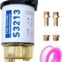S3213 Fuel Water Separator Marine Kit Compatible with Yamaha Mercury Marine Outboard Motor Mercury with 3/8" Barb x 1/4" NPT brass Fittings Replaces B32013, 35-60494-1, 18-7932-1, 18-17928, 35-809097
