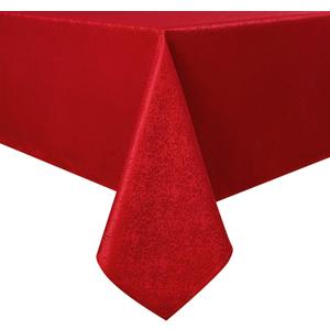 Red Jacquard Rectangle Tablecloth Exquisite Grain Design Waterproof and Wrinkle Resistant Table Cloth for Indoor Outdoor Parties Kitchen Dinning Room 60 Inch by 104 Inch
