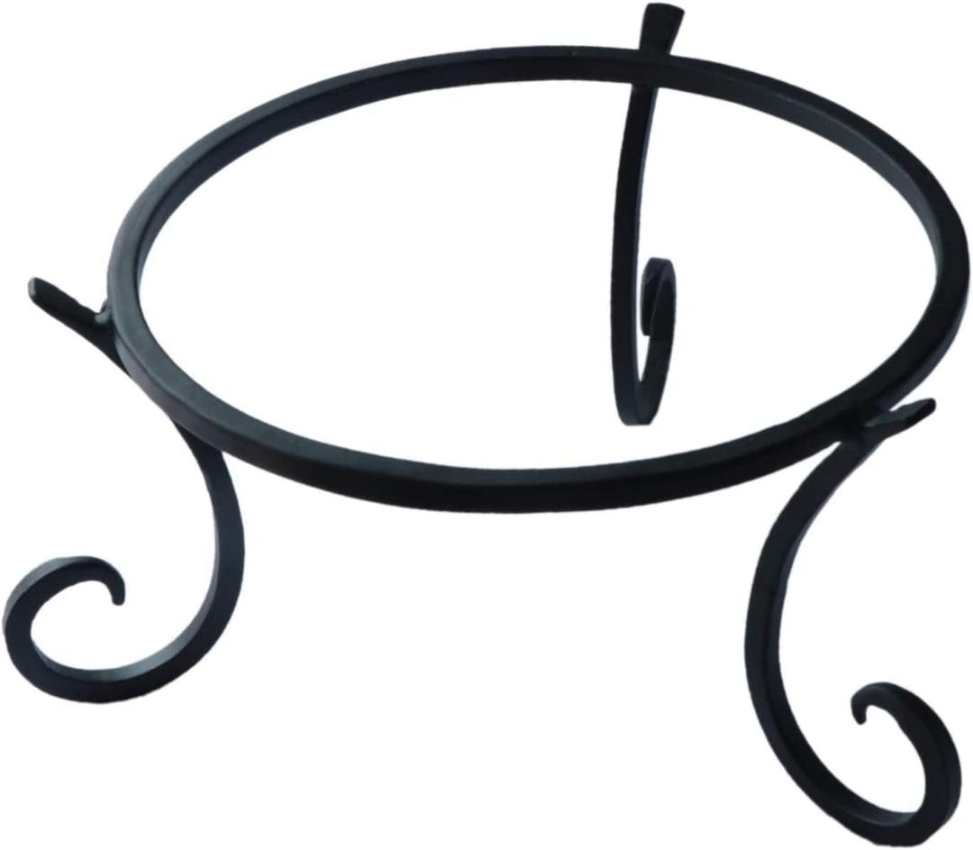 Wrought Iron Metal Gazing Ball Stand for 10 or 12 inch Garden Gazing Globes Plant Birdbath Bowl Stand Flowerpot Holder, 5-inch Tall (8 inch, Black)