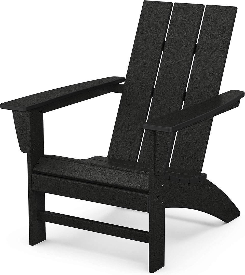 POLYWOOD Modern Adirondack Chair – All-Weather Outdoor Lawn Adirondack Chairs – HDPE, Fade-Resistant & Durable Outdoor Furniture – For Patio, Deck & Fire Pit Chairs – Black, 32.11in. X 29.25in. X 34.66in.