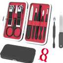 Manicure Set 8 in 1 Nail Clipper Set,RedFlow Nail Clippers,Fingernail & Toenail Clippers,Manicure Tools,Pedicure Tools,Suitable for Travel Manicure Kit (Black)