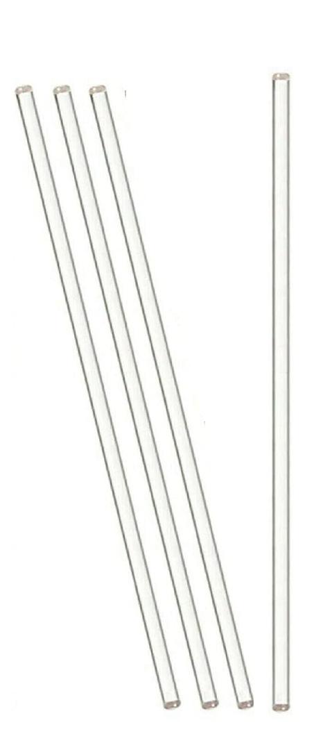 Pack of 4 Lab Glass Stirring Rod 13.8 inch (350mm) Long, 0.25" Diameter with Both Ends Round for Science, Lab, Kitchen, Science Education
