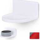BRAINWAVZ 4.6" Round Baby Monitor Wall Mount Shelf, Adhesive & Easy to Install, Also for Cameras, Speakers, Decor, Toys, Bedroom, WiFi Routers, Kitchen, Cable Box & More, (CF125, White)
