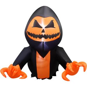 3.5FT Halloween Inflatable Pumpkin Gorilla Decoration with LED Lights for Outdoor, Blow up Gorilla Ghost Broke Out from Window, Indoor Wall Hanging Inflatable Decor with Suckers