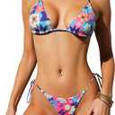 2 Piece Swimsuit for Women Triangle Bikini Brazilian Bikini Sets for Women Floral Bathing Suit (M)