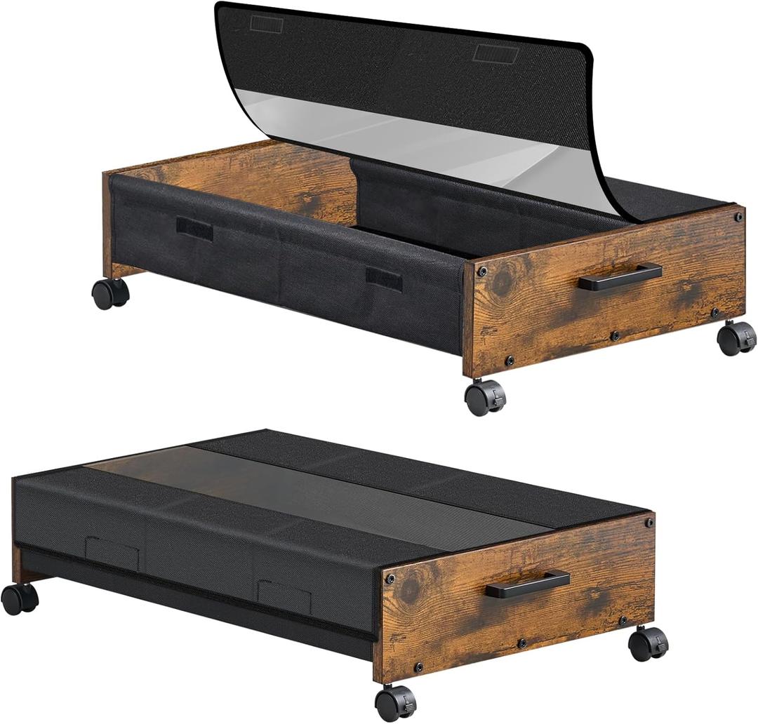 Under Bed Storage with Wheels, Under Bed Storage Containers, UnderBed Drawers with Metal Frame, for Clothes Shoes Blanket (Longer Size)
