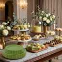 Tinybee 60PCS Green Plastic Plates - Heavy Duty Green Disposable Plates, Elegant Plastic Plates for Bridal Shower, Wedding and Party Including 30 Dinner Plates 10 '' & 30 Dessert Plates 7.5 ''