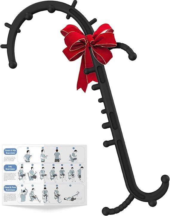 Cubetoou Back and Neck Massager for Pain Relief Deep Tissue, Upgraded Full Body Trigger Point Cane Massage Tools, Massage Stick Pressure Point Hook, Muscle Knot Remover Tool (Black)