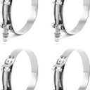QWORK 3.5" T-Bolt Hose Clamp Stainless Steel, Working Range 95mm - 103mm for 3.5" Hose ID, Turbo Intake Intercooler Clamp, 4 Pack