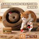 2 x Kitty Kurls Cat Scratcher, Foldable Accordion Scratching Board with Bell Ball, Recycled Magic Organ Cardboard Interactive Scratch Pad, Reversible Infinity Toy for Indoor Cats