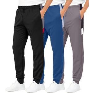 Real Essentials 3 Pack: Boys' Athletic Jogger Sweatpants - Kids Teens Youth Active Sports Pants with Pockets (Sizes 518)