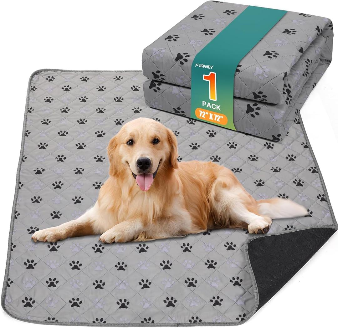 FURWEY 1 Pack Extra Large 72"X72" Washable Pee Pads for Dogs Super Absorbent Dog Training Pads Non-Slip Waterproof Pet Training Pads Mats Whelping Pads for Dogs Cats Puppy