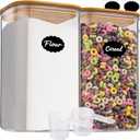 1.2 Gallon (148oz) 2PCS Large Glass Food Storage Containers, Wide Mouth Storage Containers with Tight Lids Square Glass Jars for Flour and Sugar Cereal Rice Pasta Oats Wheatmeal Coffee Niblet