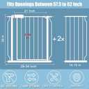57.5-62" Extra Wide Baby Gate for Doorways,30" Tall Double Lock Mechanism Metal Dog Gate Pressure Mount Automatic Closing Child Safety Gate, White