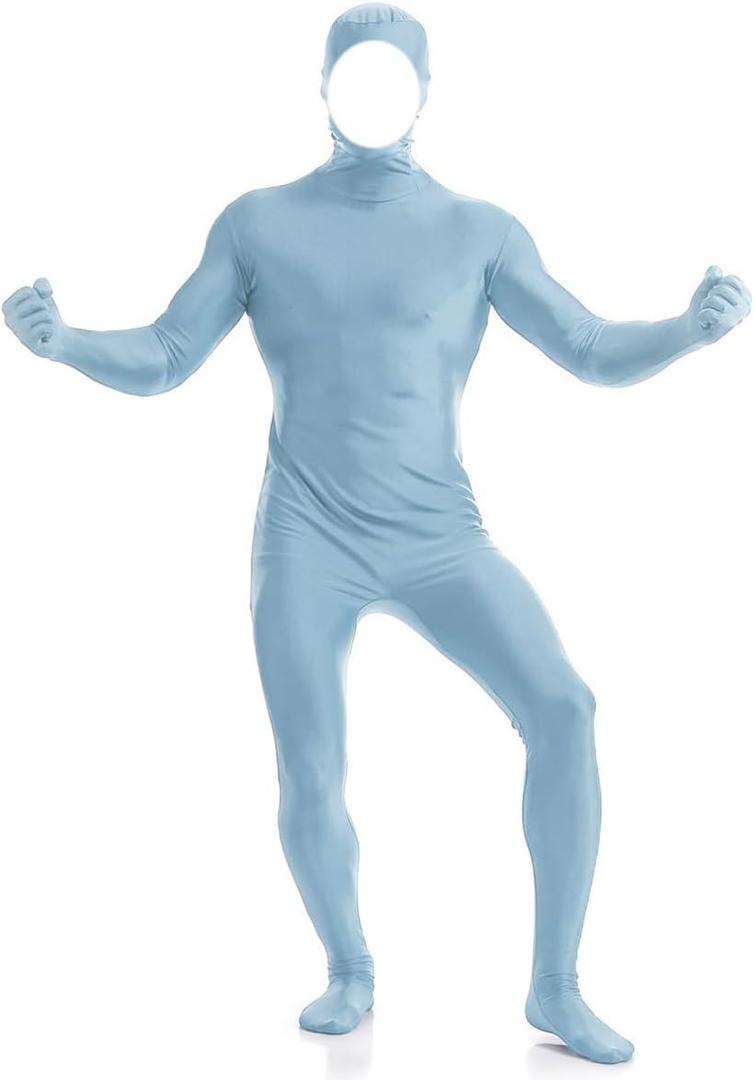 Aniler Men's and Women's Spandex Open Face Full Body Zentai Costume Bodysuit (Medium, Baby Blue)