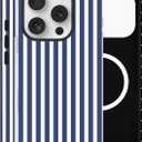 Magnetic Case for iPhone 12/12 Pro, Compatible with MagSafe, Aesthetic Striped Cute Design for Women, Hybrid 2-Layer Hard Shell Phone Cover, Deep Blue