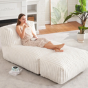 Hobestluk Big Bean Bag Lounger Chairs Large Beanbag Chair for Adults Bean Bag Sofa with Memory Foam Filled for Living Room, Bedroom or Balcony (Stripe White)