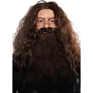 ALLAURA Brown Wizard Wig and Beard Set | Mens Wizard Character | Fake Wizard Beard Mustache Fits Adult Men Mens Halloween Costume, Compatible with Viking Beard Costume & Viking Wig Man